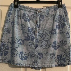 Light Blue Floral Denim Skort - Unbranded